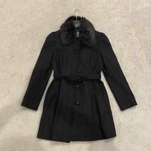 Banana republic black coat with faux fur